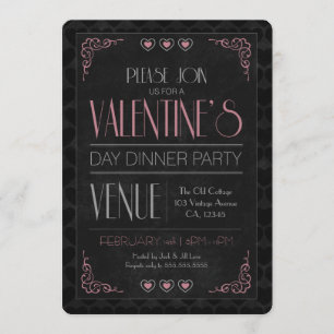 Invitations vintages de dîner de Saint-Valentin