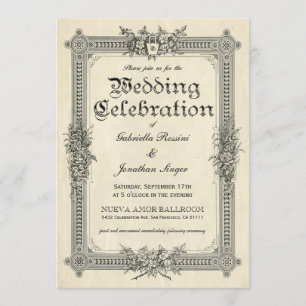 Invitations Vintages de mariage chic 1 A