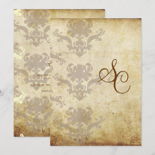 INVITATIONS VINTAGES DE MARIAGE DAMASSÉ