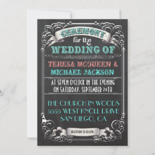 Invitations vintages de mariage de tableau noir