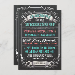 Invitations vintages de mariage de tableau noir