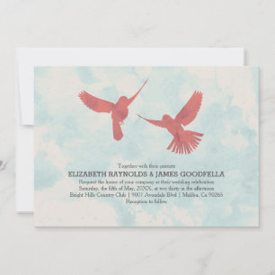 Invitations Vintages de mariage d'oiseaux rouges