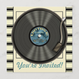 Invitations vintages de partie de disque vinyle