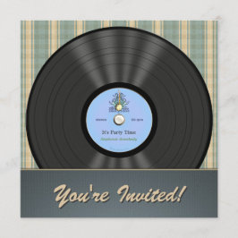 Invitations vintages de partie de disque vinyle de