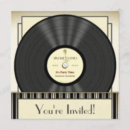 Invitations vintages de partie de disque vinyle de