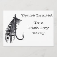 Invitations vintages de partie de friture de