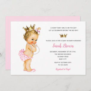 Invitations vintages Princesse Blonde rose Bébé