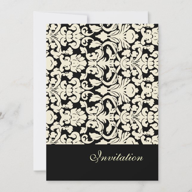 Invitations Vintages + Romantic Mariage damassé (Devant)