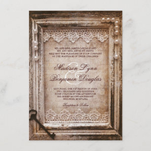 Invitations vintages rustiques de mariage de cadre