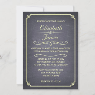 Invitations vintages simples de mariage de tableau