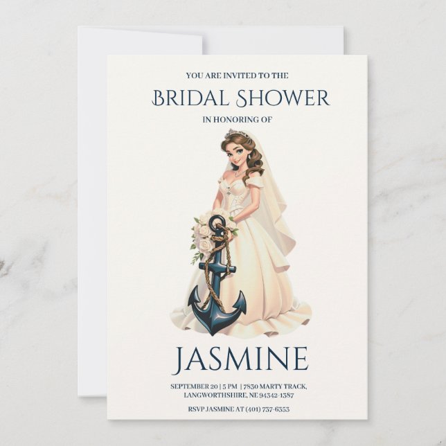 invitations wedding shower nautique ancre classiqu (Devant)