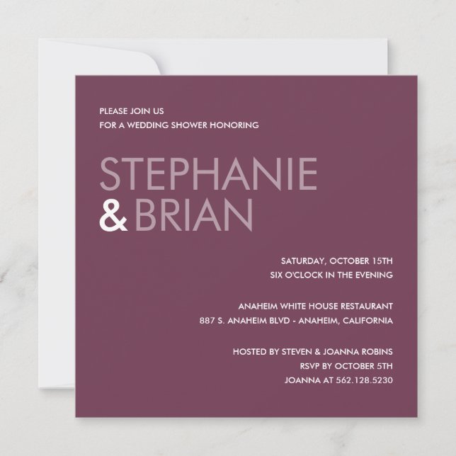Invitations Wedding showers de charme contemporain (Devant)