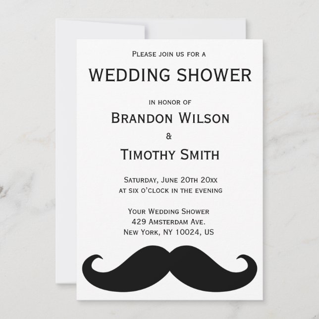 Invitations Wedding showers homosexuels blancs ave (Devant)