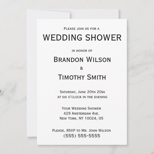 Invitations Wedding showers homosexuels noirs et b (Devant)