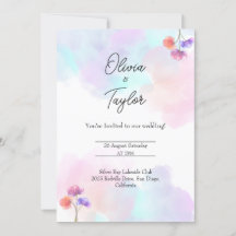 Invitations Whimsical Pink & Blue Wedding