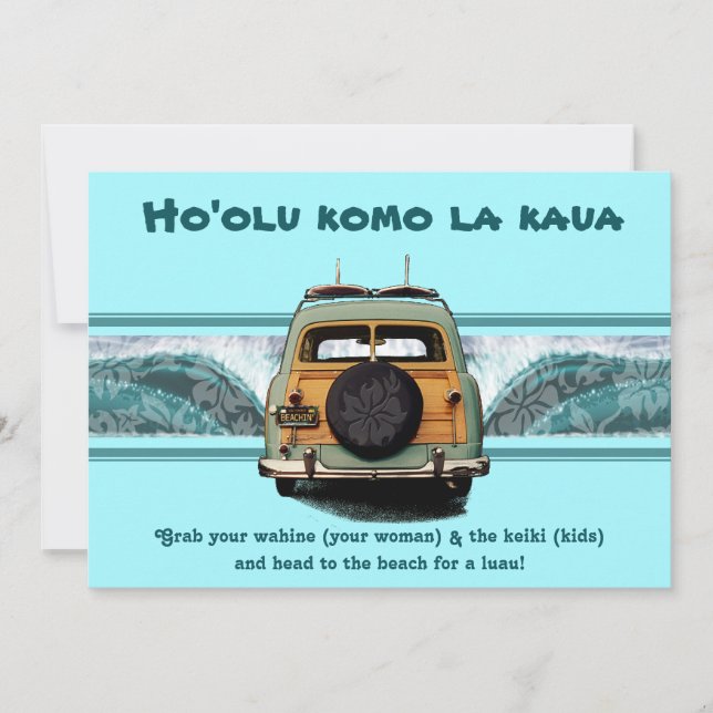 Invitations Woody Wave Luau (Devant)