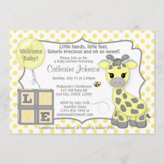 Invitations YG de baby shower de girafe de
