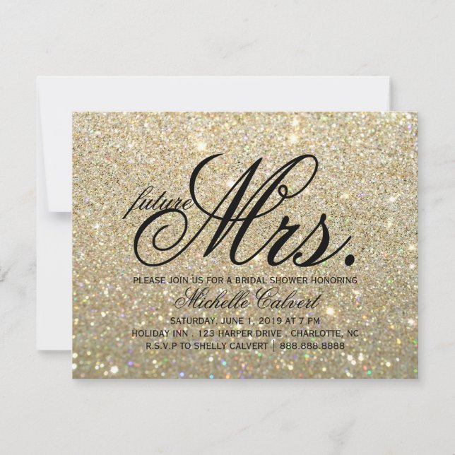 Invite - Gold Glit Fab Zukunft Frau Brautparty Einladung (Vorderseite)