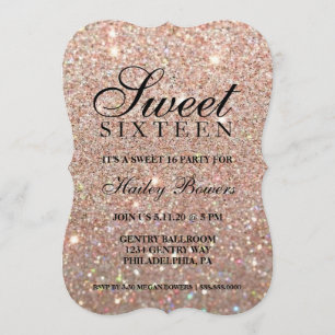 Invite - Rose Gold Glit Fab 16 . Geburtstag Einladung