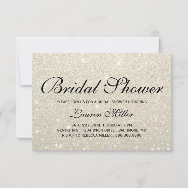 Invite - White Gold Glit Fab Dusche Einladung (Vorderseite)