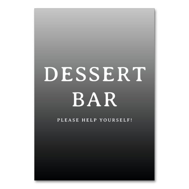 Inviting Grayscale Minimalist Dessert Bar Sign Tischnummer (Vorderseite)