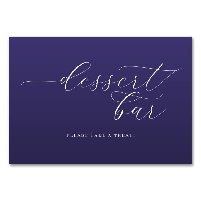 Inviting Purple Cursive Dessert Bar Sign Tischnummer (Vorderseite)