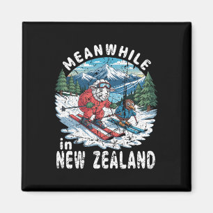 Inzwischen Skiing Kiwi Schafe in Neuseeland Winter Magnet