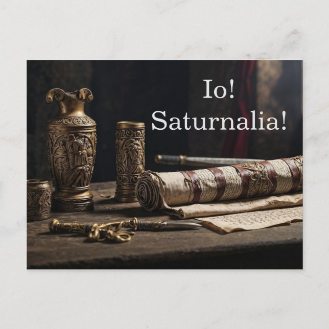 Io! Saturnalia! Einladungspostkarte (Vorderseite)