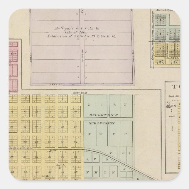Iola, Torrance und Kellogg, Kansas Quadratischer Aufkleber (Vorderseite)