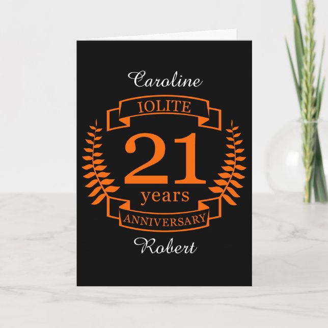 Iolite Gemstone Hochzeitstag 21 Jahre Karte (Vorderseite)