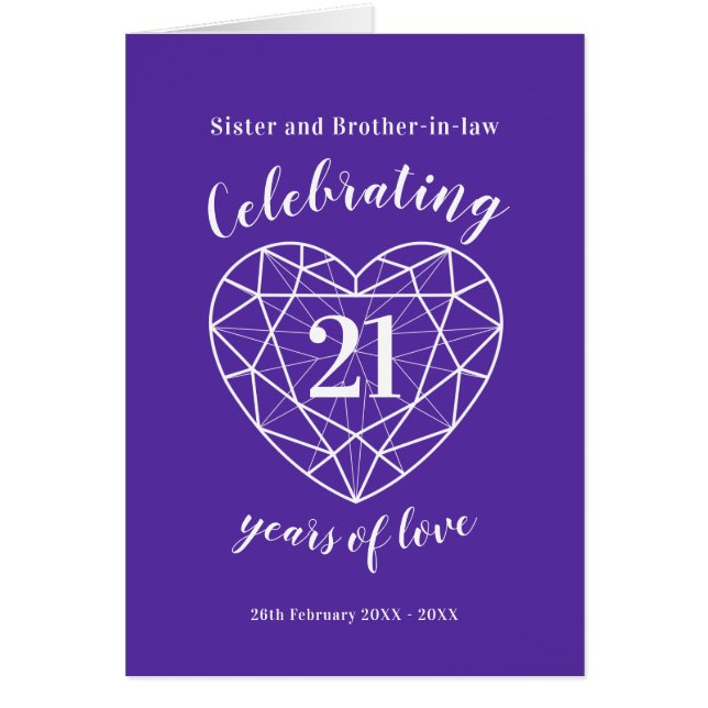 Ioliter Hochzeitstag 21 Jahre Liebe-Karte (Vorne)
