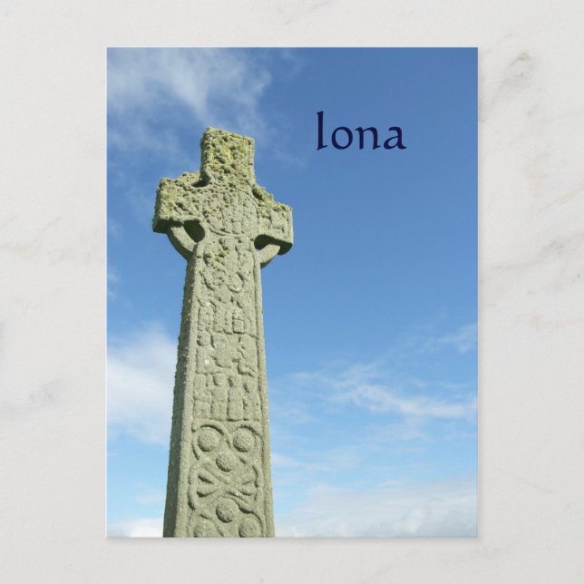 Iona Abbey Scotland keltisches Kreuz Postkarte (Vorderseite)