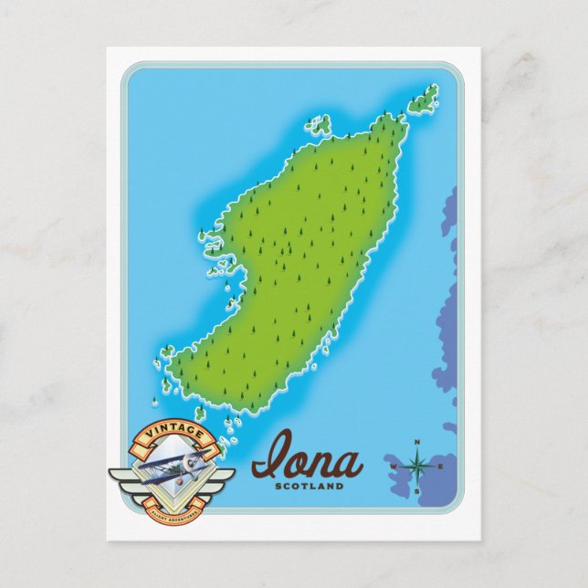 Iona-Landkarte Postkarte (Vorderseite)