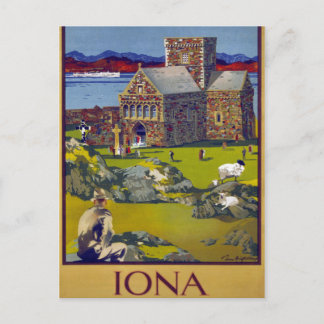 Iona Schottland Vintage Reiseposter Restauriert Postkarte