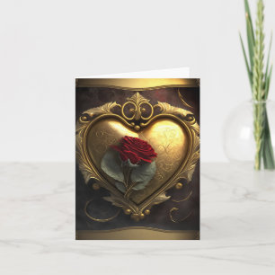 Ionic Gold Heart Rose Romantischer Valentinstag Karte