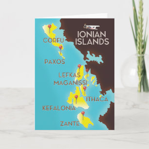 Ionische Inseln Kartenposter. Feiertagskarte