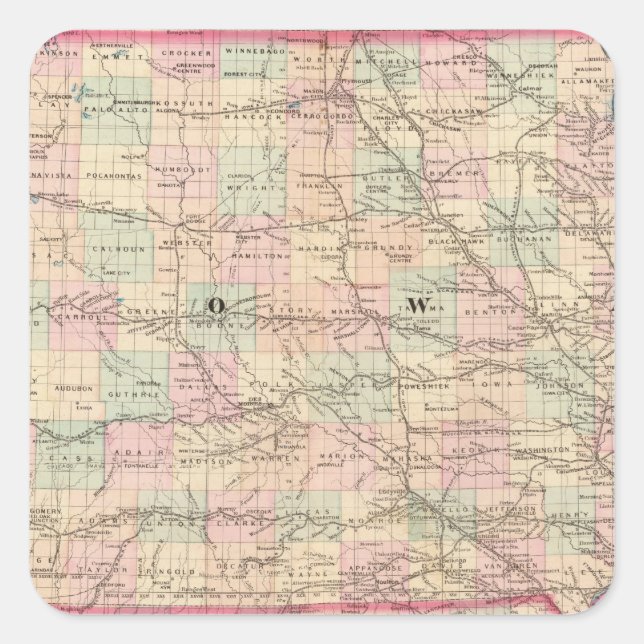 Iowa 3 quadratischer aufkleber (Vorderseite)