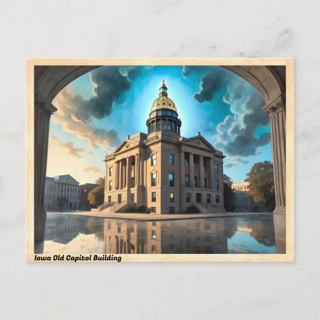 Iowa Alte Hauptstadt Gebäude Vintage Postkarte (Vorderseite)