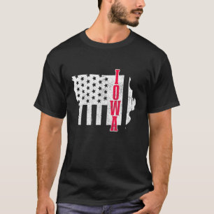 Iowa American Flag Staat Map Priotic 4th O T-Shirt