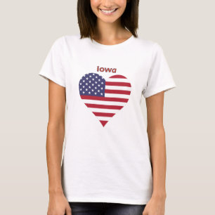 Iowa Amerikanische Flagge Herz T-Shirt