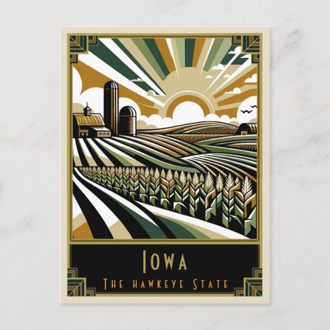 Iowa | Art Deco Postkarte (Vorderseite)