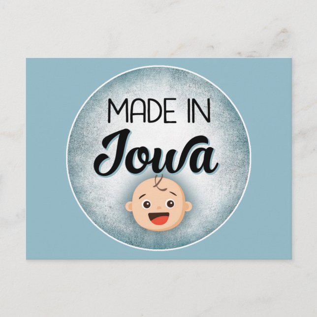Iowa Baby Funny Blue New Boy Postcard Postkarte (Vorderseite)
