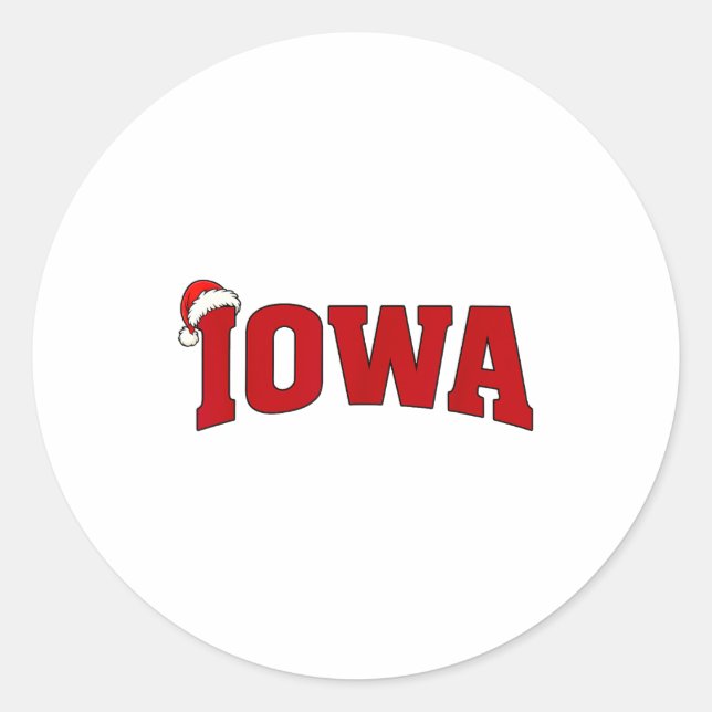Iowa Christmas Santa Hat Retro Throwback Souvenir  Runder Aufkleber (Vorderseite)