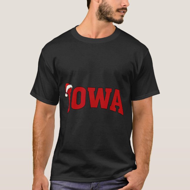 Iowa Christmas Santa Hat Retro Throwback Souvenir  T-Shirt (Vorderseite)