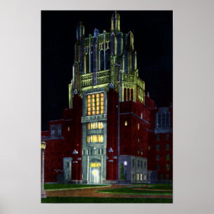 Iowa City Iowa Hospital Tower at Night Poster