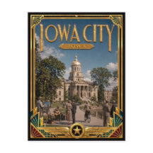Iowa City Iowa Vintage Art Deco Goldenes Zeitalter