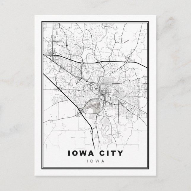 Iowa City Map Feiertagspostkarte (Vorderseite)