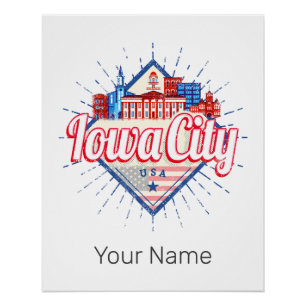Iowa City Vereinigte Staaten Retro-Silhouette Vint Poster