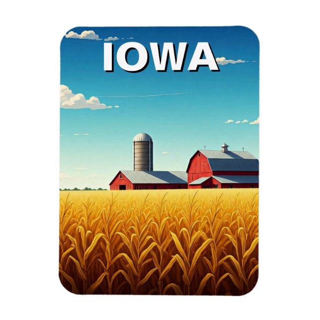 Iowa Cornfield Red Barn Magnet (Vertikal)
