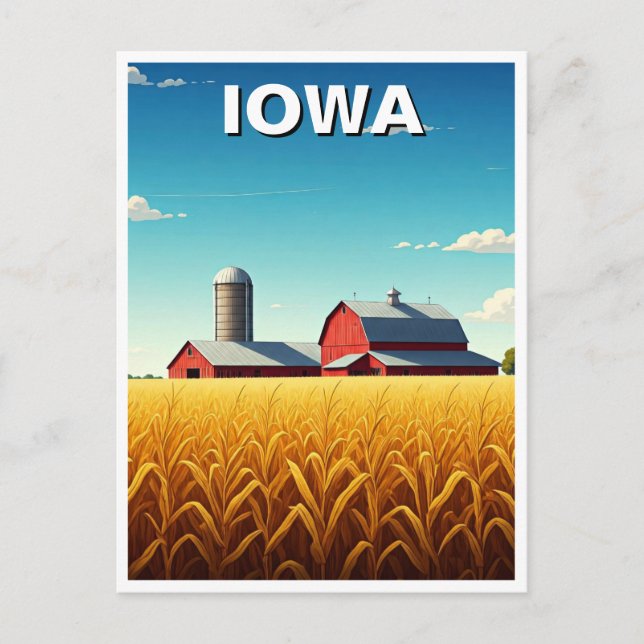 Iowa Cornfield Red Barn Postkarte (Vorderseite)